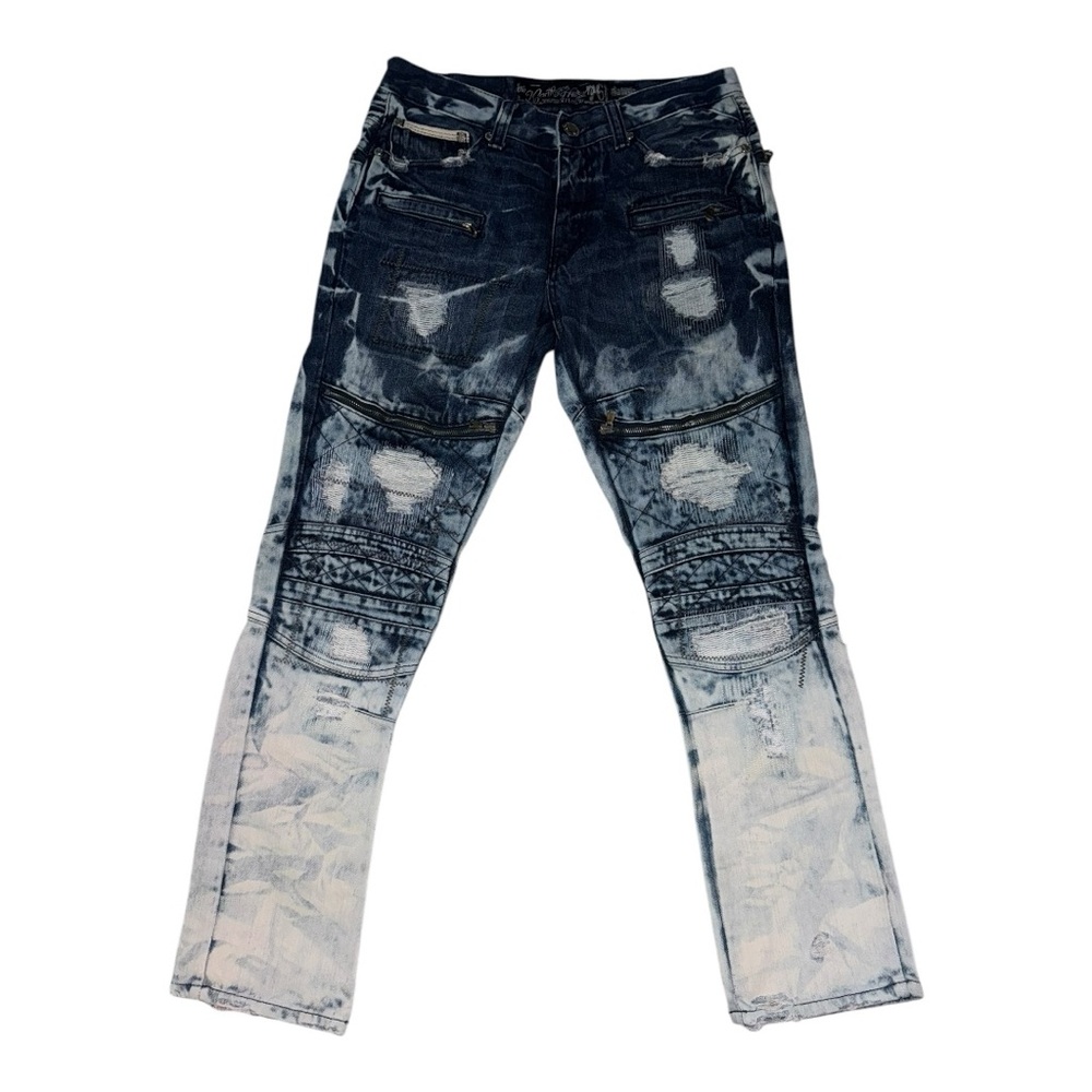 Men’s The Heritage America 1776 Bleached Destructed Zipper Skinny Jeans 32 X 33